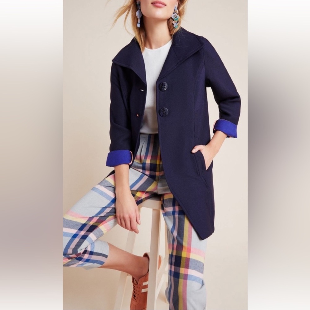 NWT Anthropologie size Small blue pea coat
